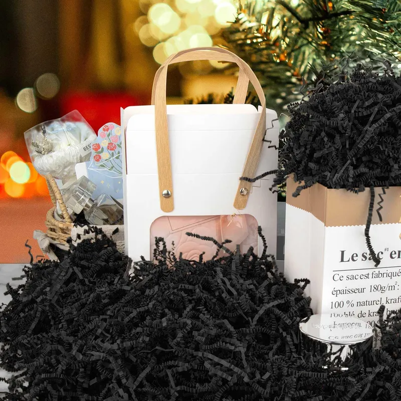 Caonysh 8.5oz Crinkle Paper Filler for Gift Baskets Gift Boxes(Black) photo 4