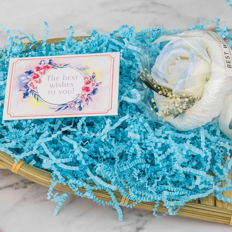 Caonysh 8.5oz Crinkle Paper Filler for Gift Baskets Gift Boxes(Blue) photo 3