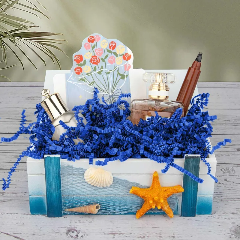 Caonysh 8.5oz Crinkle Paper Filler for Gift Baskets Gift Boxes(Navy Blue) photo 2