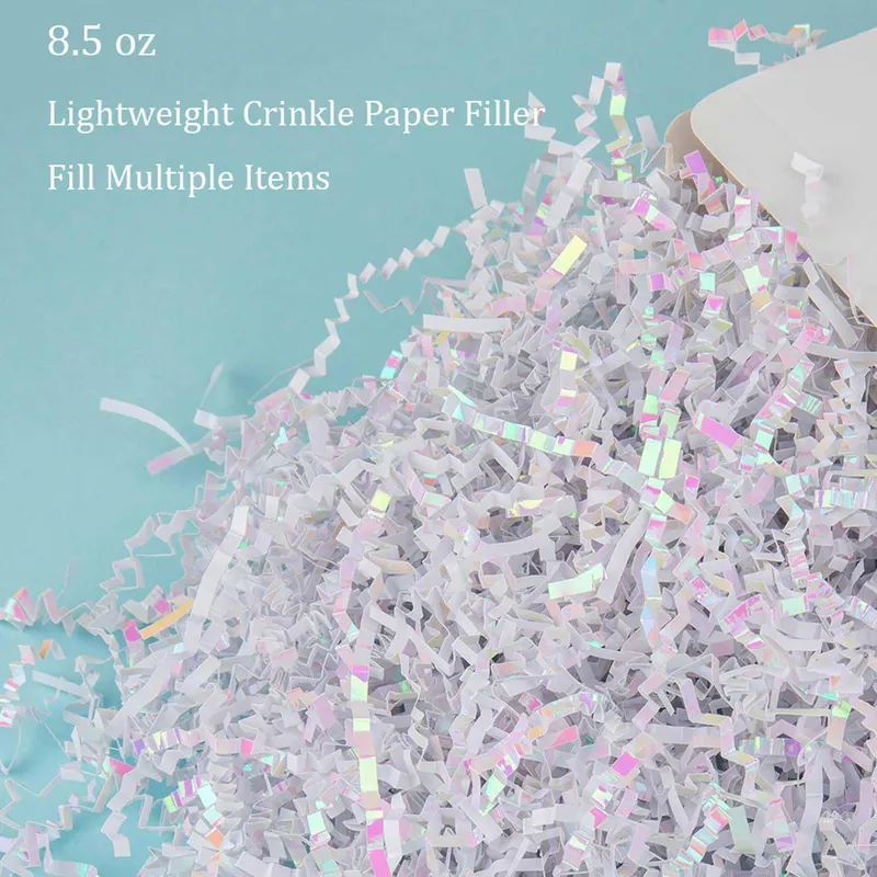 Caonysh 8.5oz Crinkle Paper Filler for Gift Baskets Gift Boxes(Shiny White) photo 2