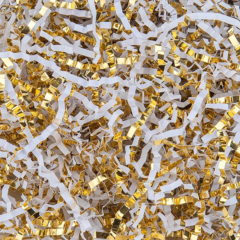 Caonysh 8.5oz Crinkle Paper Filler for Gift Baskets Gift Boxes(White&Gold) photo 1