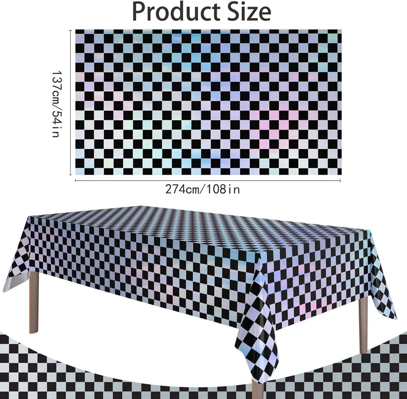 4 Pack Plastic Tablecloths Disposable Table Cover Black&Silver 54 x 108 In photo 2