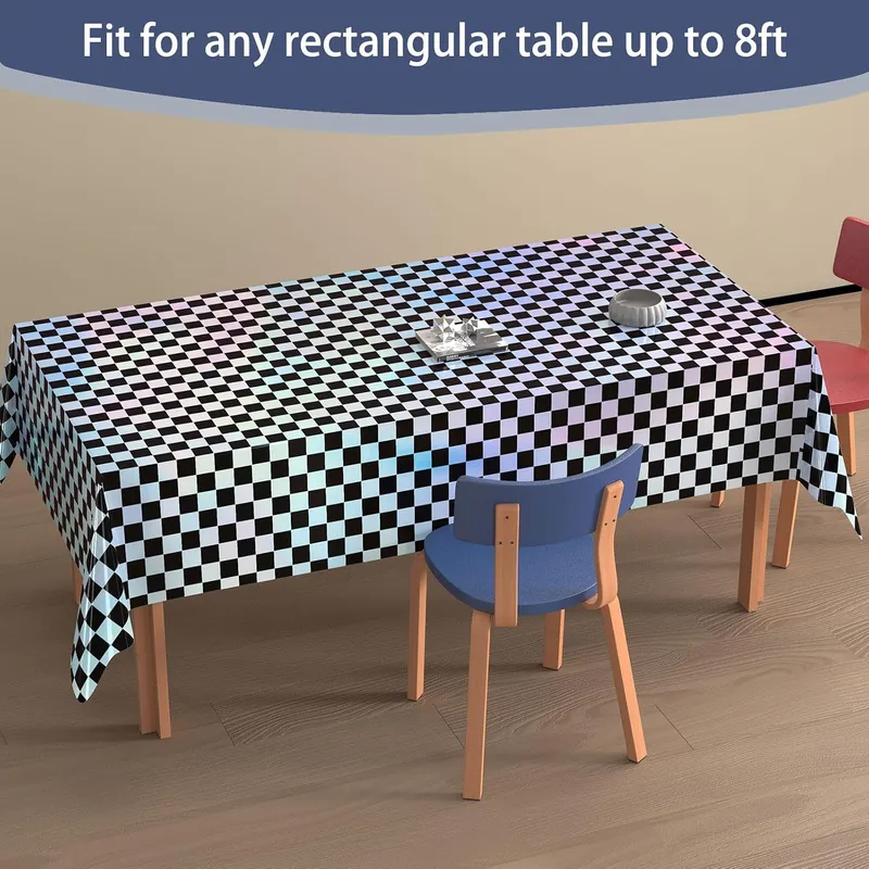 4 Pack Plastic Tablecloths Disposable Table Cover Black&Silver 54 x 108 In photo 3