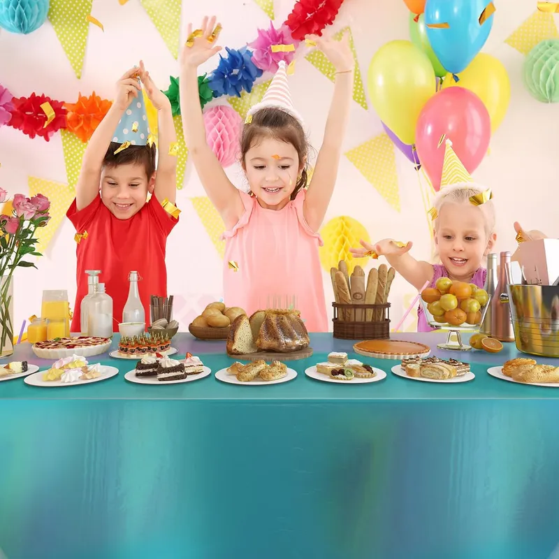 4 Pack Plastic Tablecloths Disposable Table Cover Blue 54 x 108 in photo 4