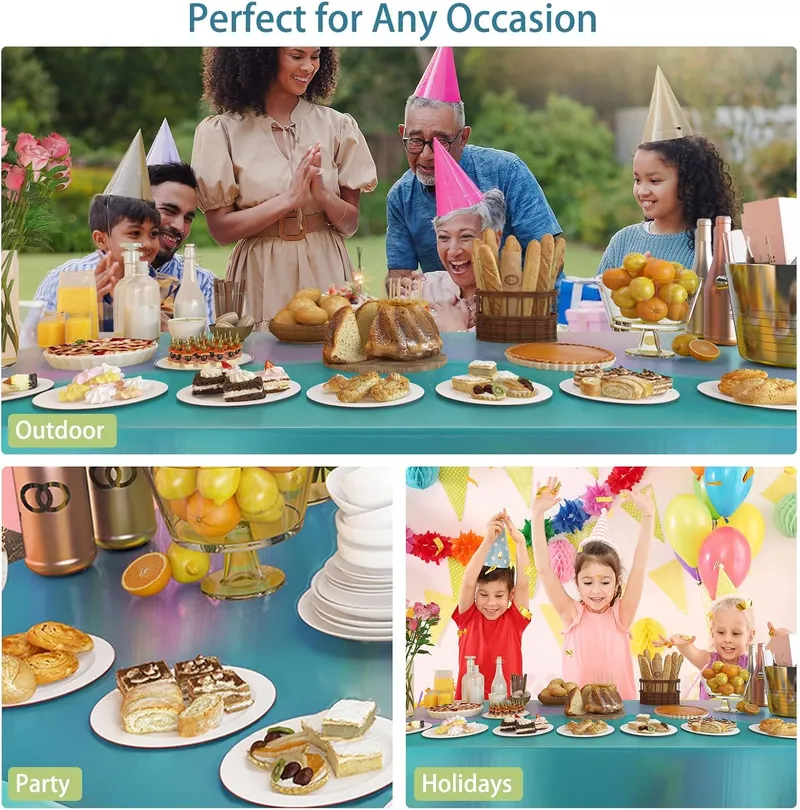 4 Pack Plastic Tablecloths Disposable Table Cover Blue 54 x 108 in photo 6