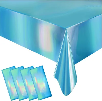 4 Pack Plastic Tablecloths Disposable Table Cover Blue 54 x 108 in