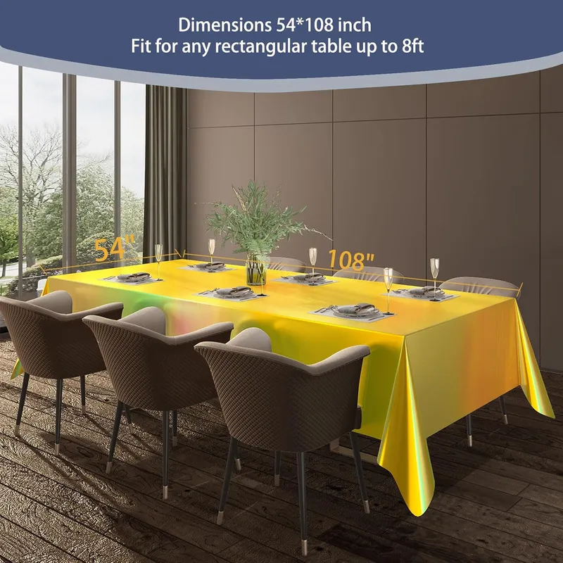4 Pack Plastic Tablecloths Disposable Table Cover Gold 54 x 108 in photo 3