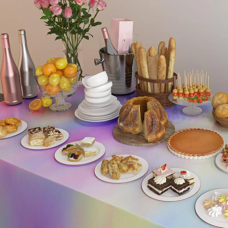 4 Pack Iridescent Plastic Tablecloths Disposable Table Cover 54 x 108 In photo 6