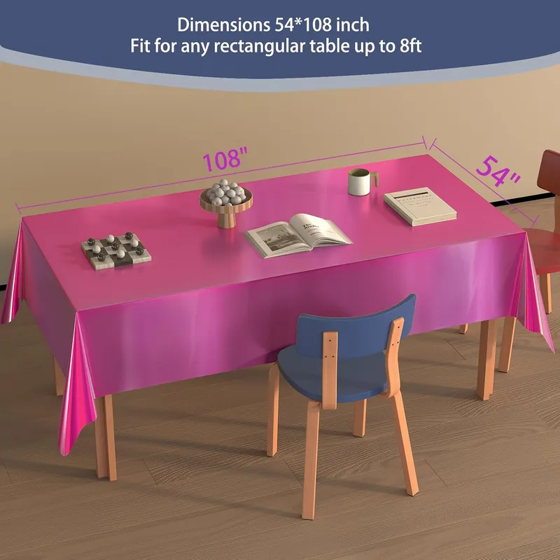 4 Pack Plastic Tablecloths Disposable Table Cover Pink 54 x 108 in photo 2
