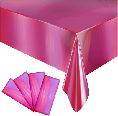 4 Pack Plastic Tablecloths Disposable Table Cover Pink 54 x 108 in