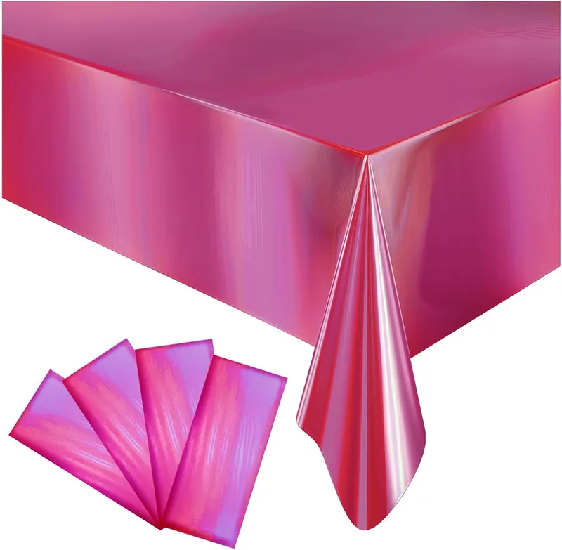 4 Pack Plastic Tablecloths Disposable Table Cover Pink 54 x 108 in photo 1