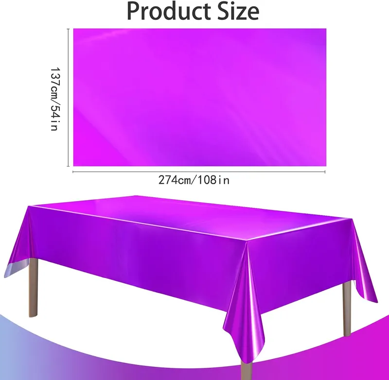 4 Pack Plastic Tablecloths Disposable Table Cover Purple 54 x 108 In photo 2