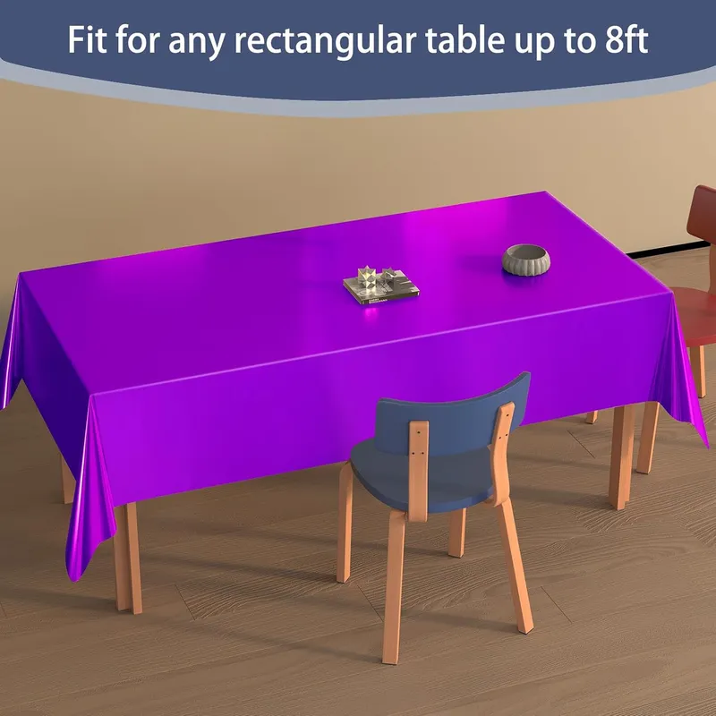 4 Pack Plastic Tablecloths Disposable Table Cover Purple 54 x 108 In photo 3