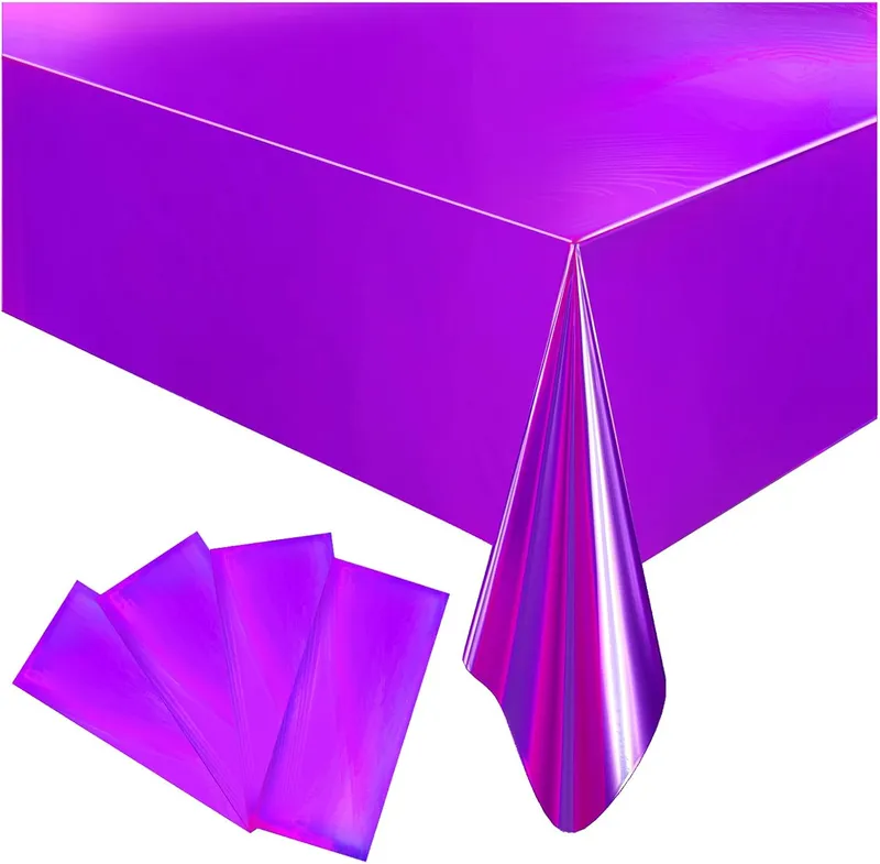 4 Pack Plastic Tablecloths Disposable Table Cover Purple 54 x 108 In photo 1